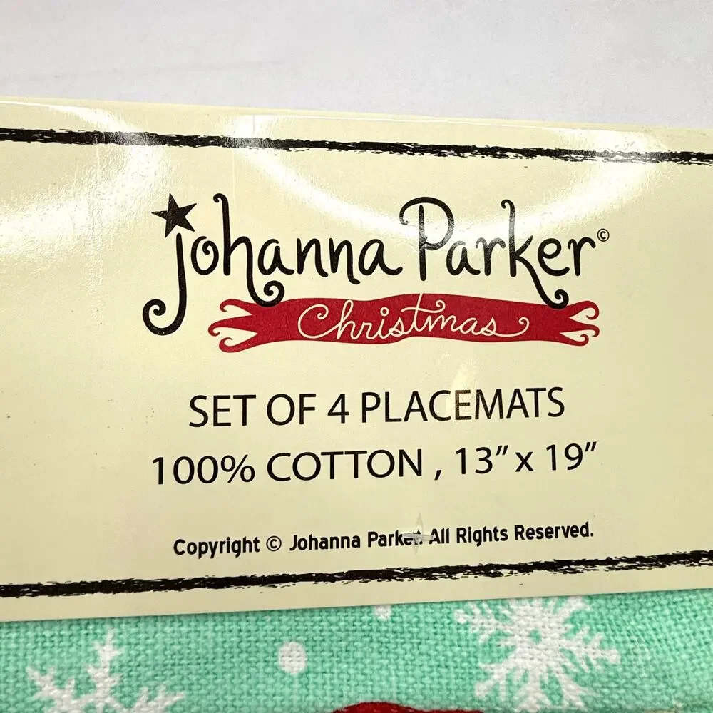 NWT Johanna Parker Christmas Santa Placemats Set of 4